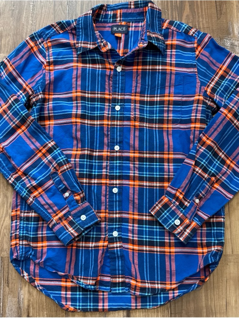 Place Blue & Orange Plaid Button-Down Shirt